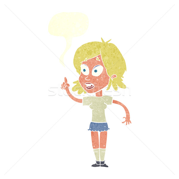 Stock photo: cartoon woman asking question with speech bubble
