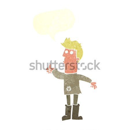 Karikatur armen Mann Sprechblase Hand Design Stock foto © lineartestpilot