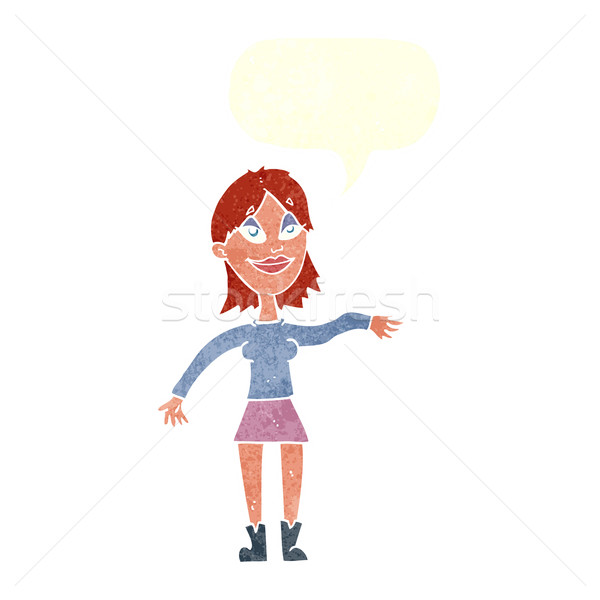 cartoon woman making hand gesture with speech bubble Stock photo © lineartestpilot