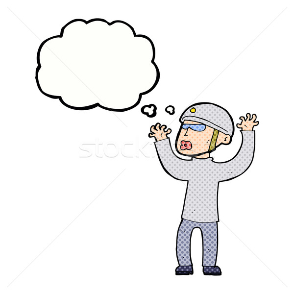 cartoon security man panicking with thought bubble Stock photo © lineartestpilot