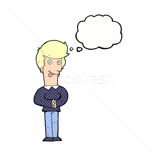 cartoon man sticking out tongue with thought bubble Stock photo © lineartestpilot