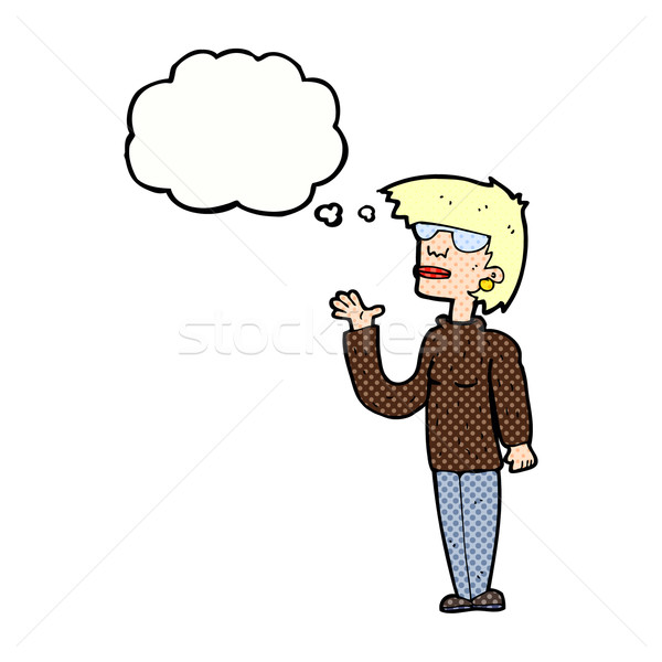 cartoon woman wearing spectacles with thought bubble Stock photo © lineartestpilot