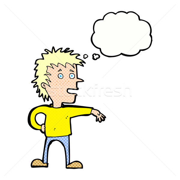 cartoon man making dismissive gesture with thought bubble Stock photo © lineartestpilot