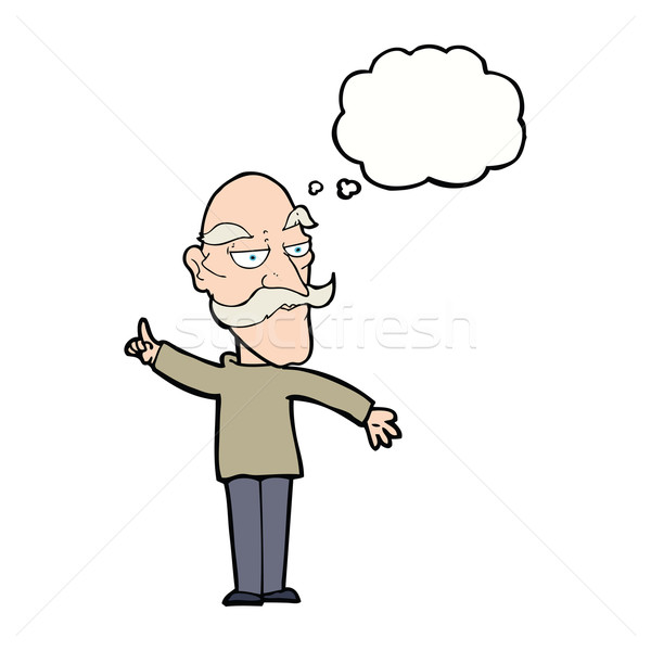 cartoon old man telling story with thought bubble Stock photo © lineartestpilot