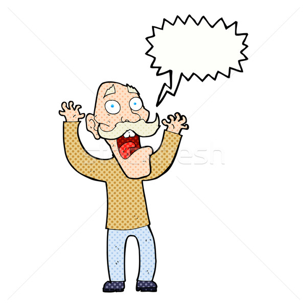 Cartoon oude man schrik tekstballon hand man Stockfoto © lineartestpilot