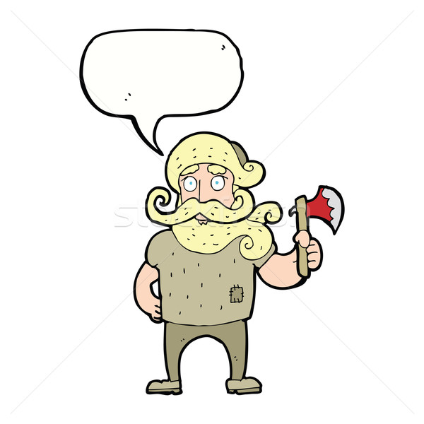 cartoon lumberjack with axe with speech bubble Stock photo © lineartestpilot