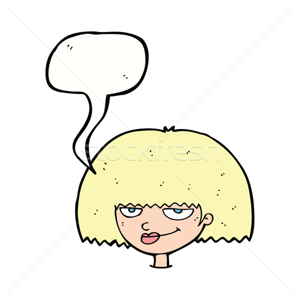 cartoon mean female face with speech bubble Stock photo © lineartestpilot