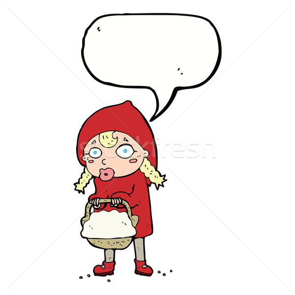 little red riding hood cartoon with speech bubble Stock photo © lineartestpilot