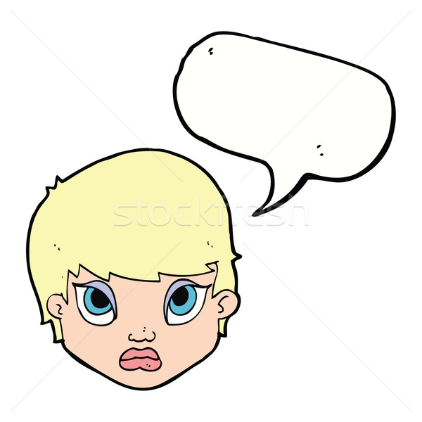 Cartoon дуется женщину речи пузырь стороны лице Сток-фото © lineartestpilot