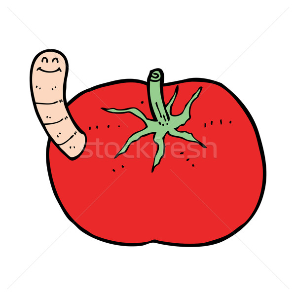 Foto stock: Desenho · animado · tomates · verme · mão · projeto · louco