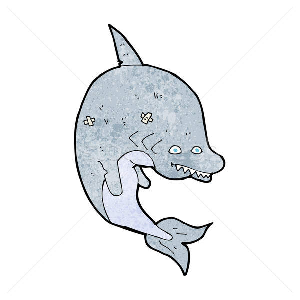 Desenho animado tubarão projeto arte retro engraçado Foto stock © lineartestpilot