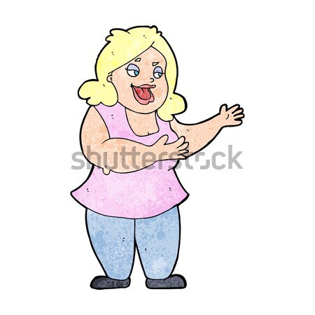 Desen animat fericit grăsime femeie mână proiect Imagine de stoc © lineartestpilot