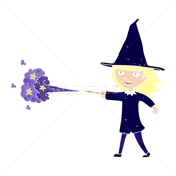 cartoon witch girl casting spell Stock photo © lineartestpilot