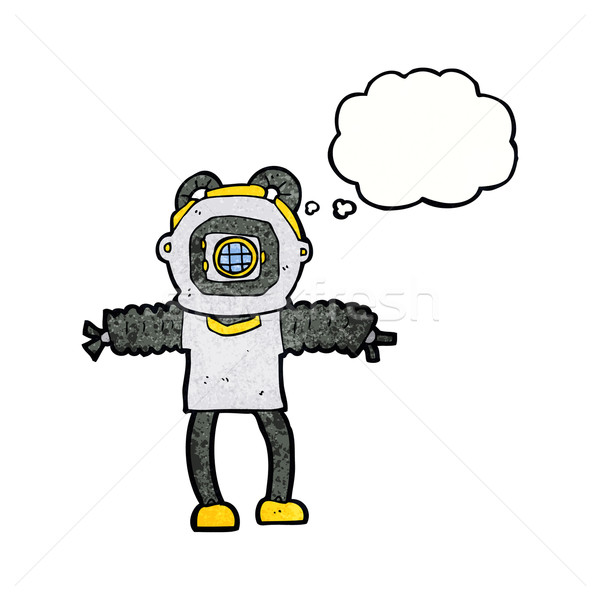 cartoon deep sea diver with thought bubble Stock photo © lineartestpilot