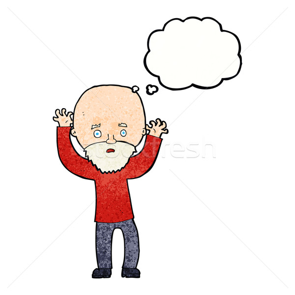cartoon bearded man panicking with thought bubble Stock photo © lineartestpilot