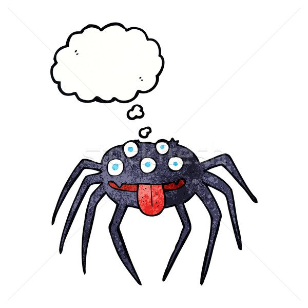 Stock photo: cartoon gross halloween spider with thought bubble