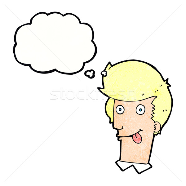 cartoon man with tongue hanging out with thought bubble Stock photo © lineartestpilot