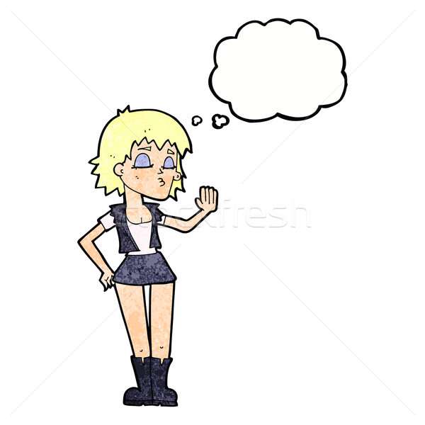 cartoon cool girl with thought bubble Stock photo © lineartestpilot