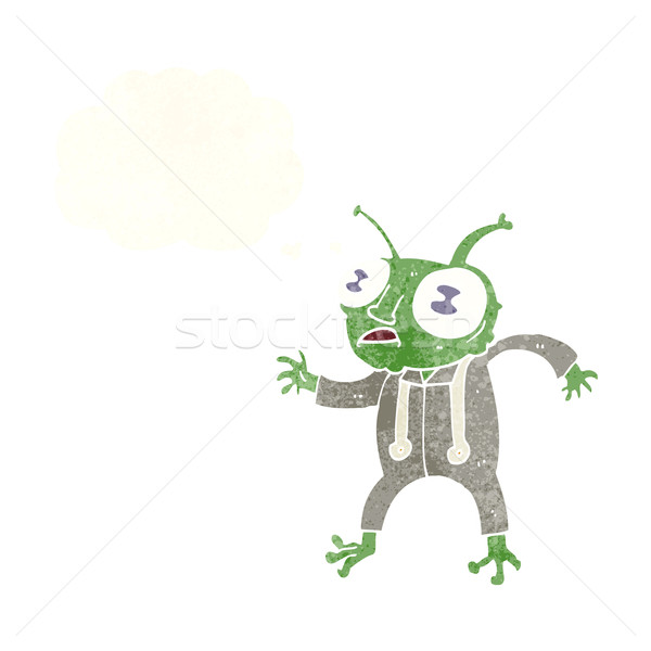 cartoon alien spaceman with thought bubble Stock photo © lineartestpilot