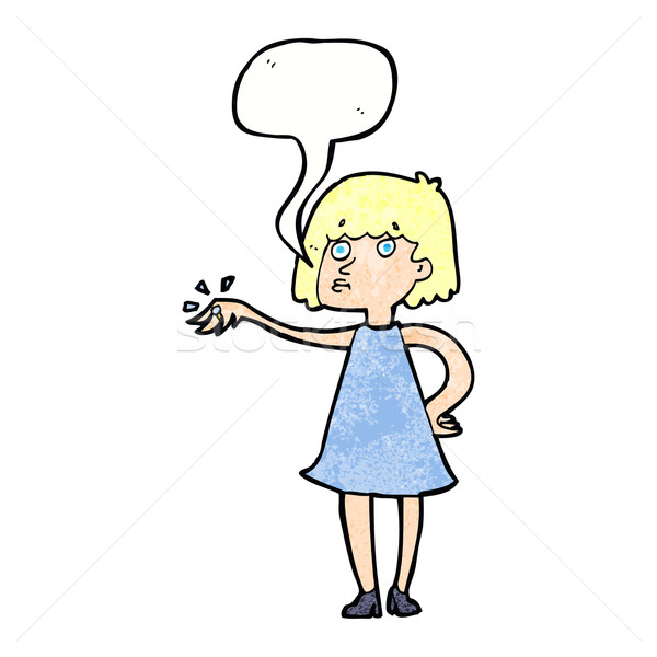 cartoon woman showing off engagement ring with speech bubble Stock photo © lineartestpilot