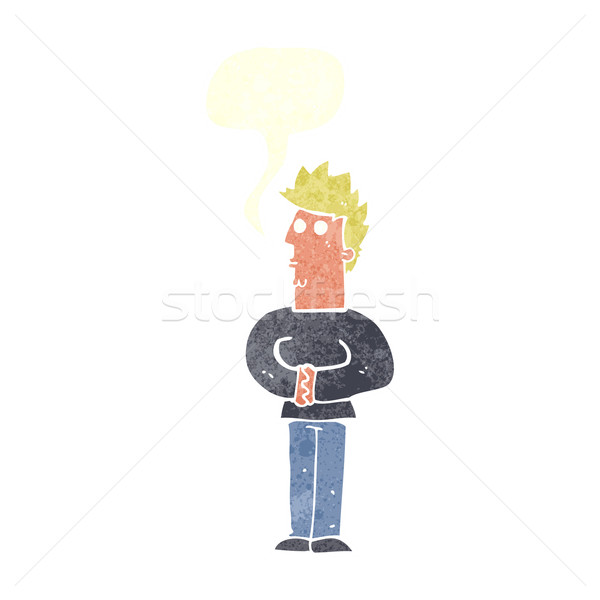 Cartoon nerveus man tekstballon hand ontwerp Stockfoto © lineartestpilot