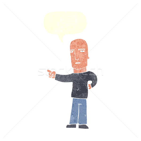 Cartoon twardy facet wskazując dymka strony Zdjęcia stock © lineartestpilot