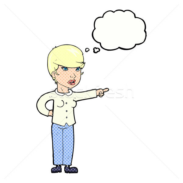 cartoon woman pointing finger of blame with thought bubble Stock photo © lineartestpilot