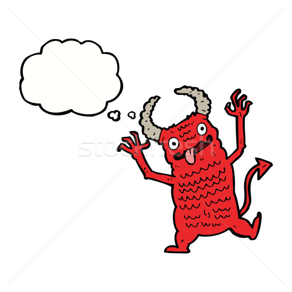 Cartoon demon gedachte bel hand ontwerp kunst Stockfoto © lineartestpilot