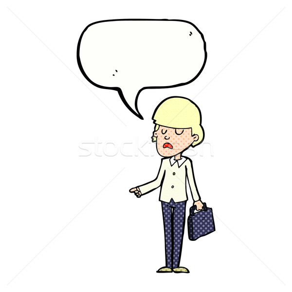 cartoon arrogant businessman pointing with speech bubble Stock photo © lineartestpilot