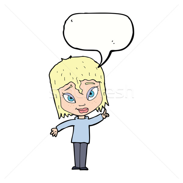 cartoon woman with idea with speech bubble Stock photo © lineartestpilot
