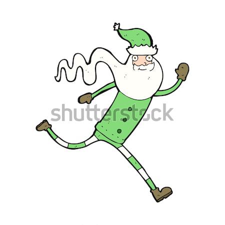 Comic Karikatur Frau Weihnachten elf Kostüm Stock foto © lineartestpilot