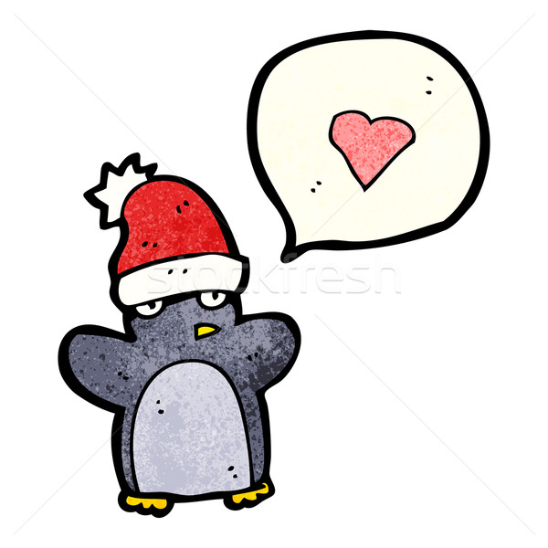 Cartoon пингвин Рождества Hat текстуры стороны Сток-фото © lineartestpilot