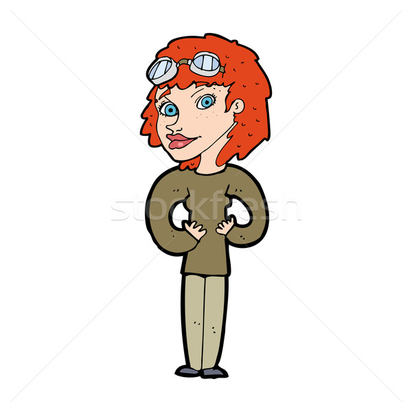 cartoon aviator woman Stock photo © lineartestpilot