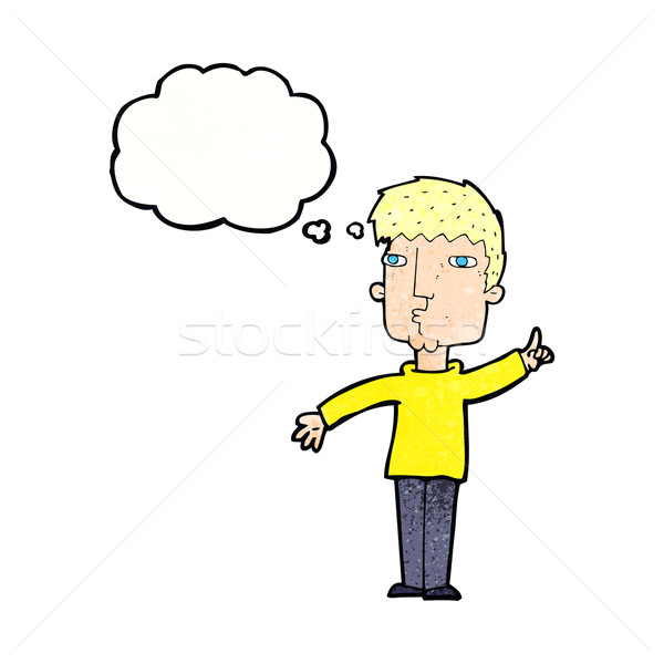 Cartoon homme point bulle de pensée main design Photo stock © lineartestpilot