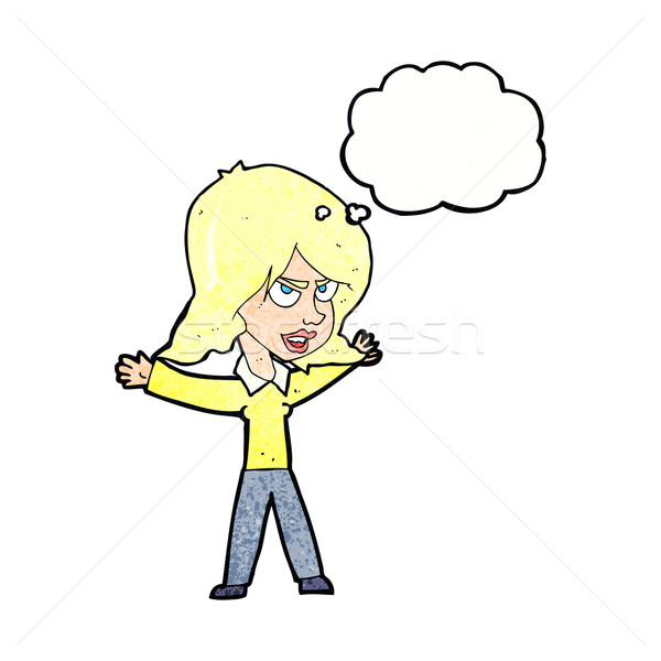 cartoon woman gesturing with thought bubble Stock photo © lineartestpilot