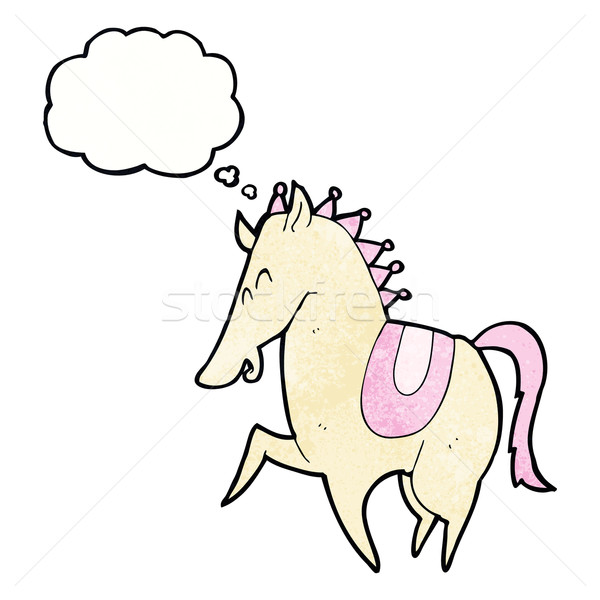 cartoon prancing horse with thought bubble Stock photo © lineartestpilot