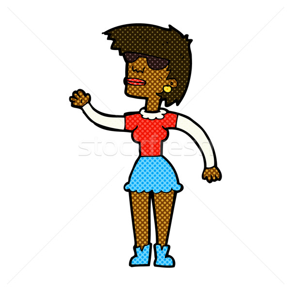 comic cartoon woman in spectacles waving Stock photo © lineartestpilot