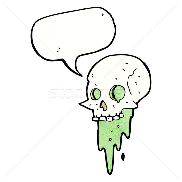 gross halloween skull cartoon with speech bubble Stock photo © lineartestpilot