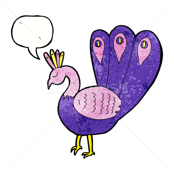 cartoon peacock with speech bubble Stock photo © lineartestpilot