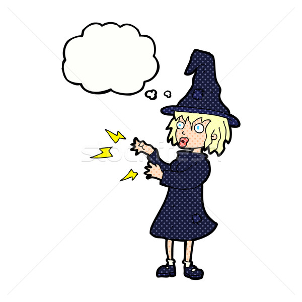 cartoon witch casting spell with thought bubble Stock photo © lineartestpilot
