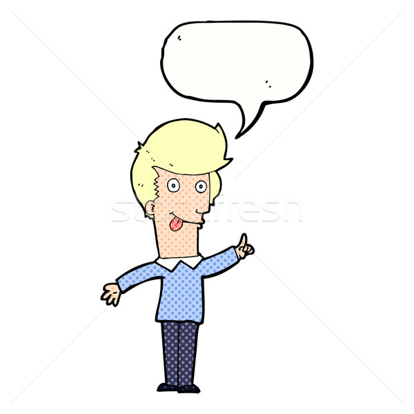 cartoon funny man with idea with speech bubble Stock photo © lineartestpilot