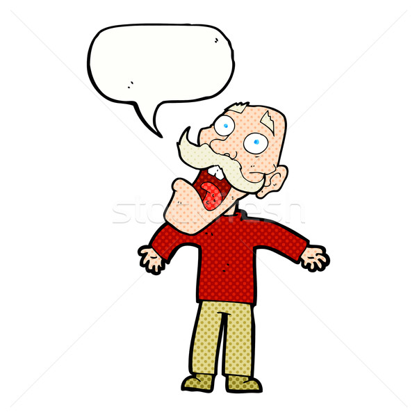 cartoon terrified old man with speech bubble Stock photo © lineartestpilot