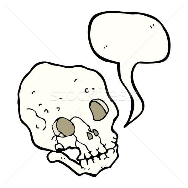 cartoon spooky skull with speech bubble Stock photo © lineartestpilot
