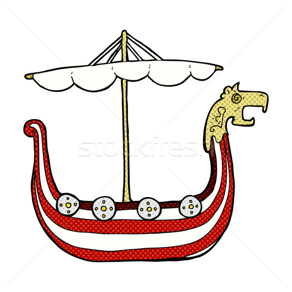 Dessinées cartoon viking navire rétro [[stock_photo]] © lineartestpilot