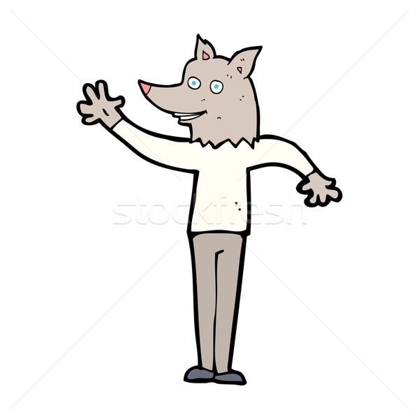 cartoon waving wolf man Stock photo © lineartestpilot