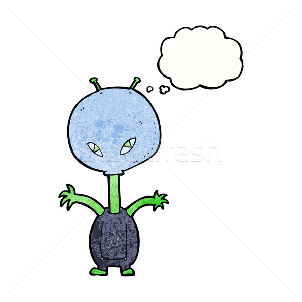cartoon space alien with thought bubble Stock photo © lineartestpilot