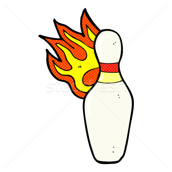 Comic Karikatur zehn Pin Bowling Feuer Stock foto © lineartestpilot