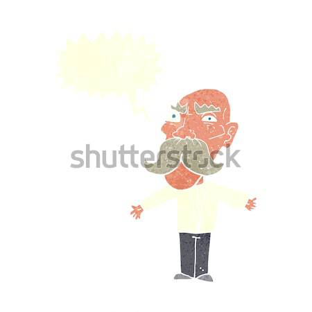 cartoon nervous man waving with thought bubble Stock photo © lineartestpilot