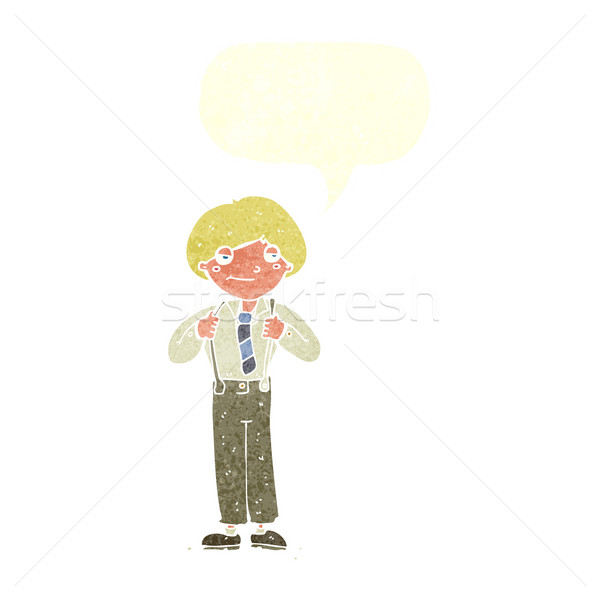 cartoon man wearing braces with speech bubble Stock photo © lineartestpilot