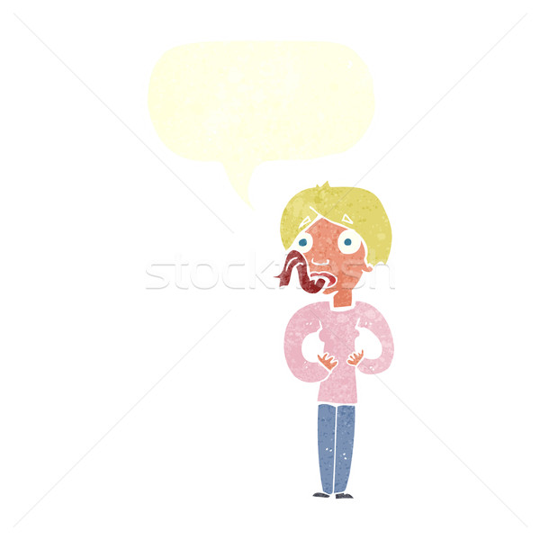 cartoon woman sticking out tongue with speech bubble Stock photo © lineartestpilot